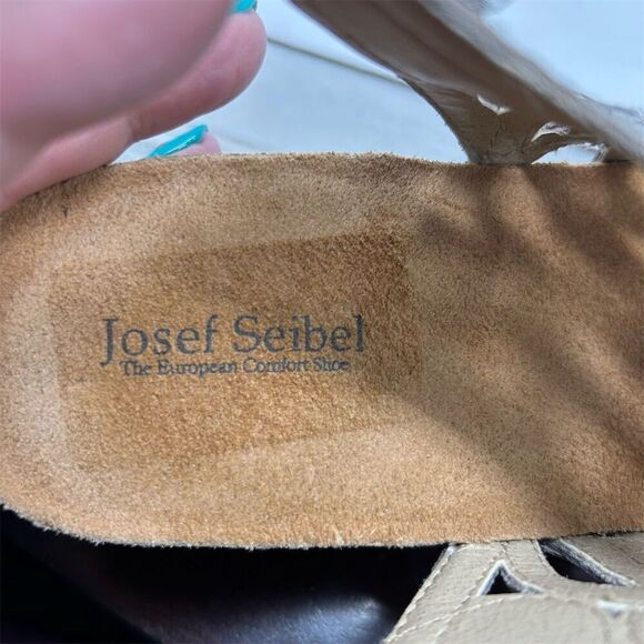 Josef Seibel Silver Leather Slingback Sandals Size 38 (US 7-7.5) Open Toe Casual - Picture 13 of 13